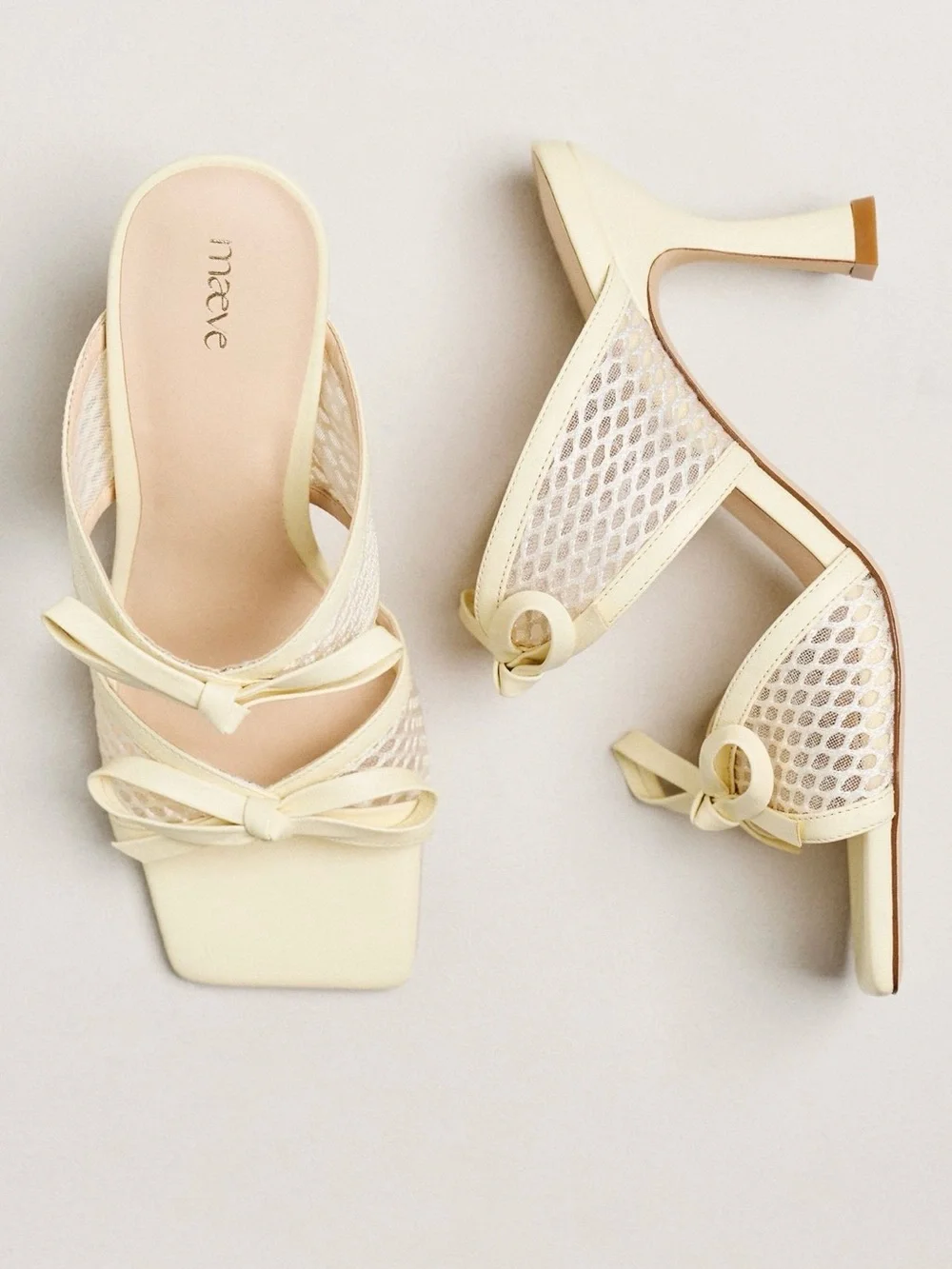 Maeve Mesh Double Bow Open Toe Heels, size 7